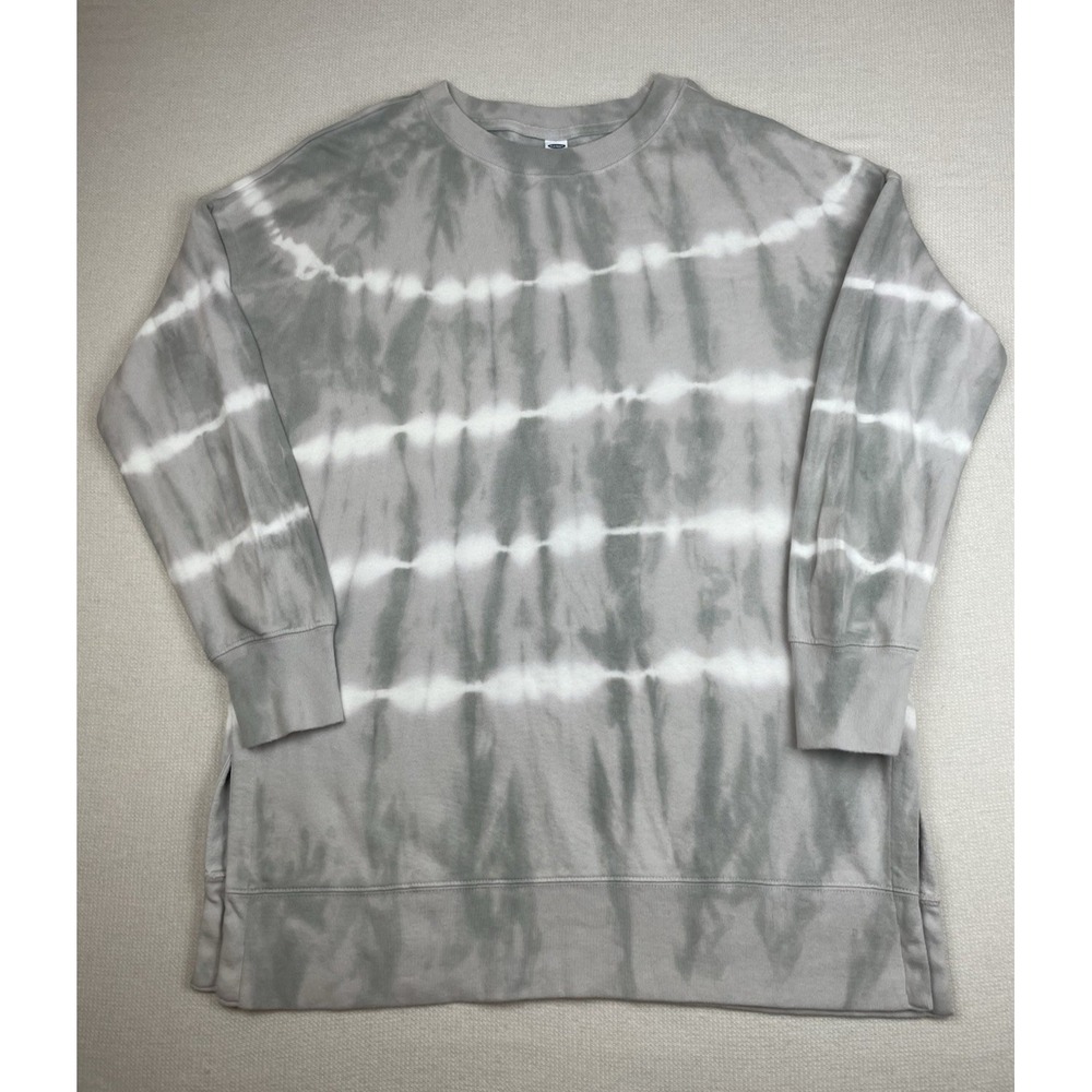 Women's Old Navy Y2K Grey Tie Dye 3/4 Sleeve Sz Small Crewneck Tunic Sweatshirt